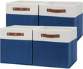 Temary Collapsible Storage Boxes - 12x12 Blue Cube Storage Bins with Handles for Organizing Home