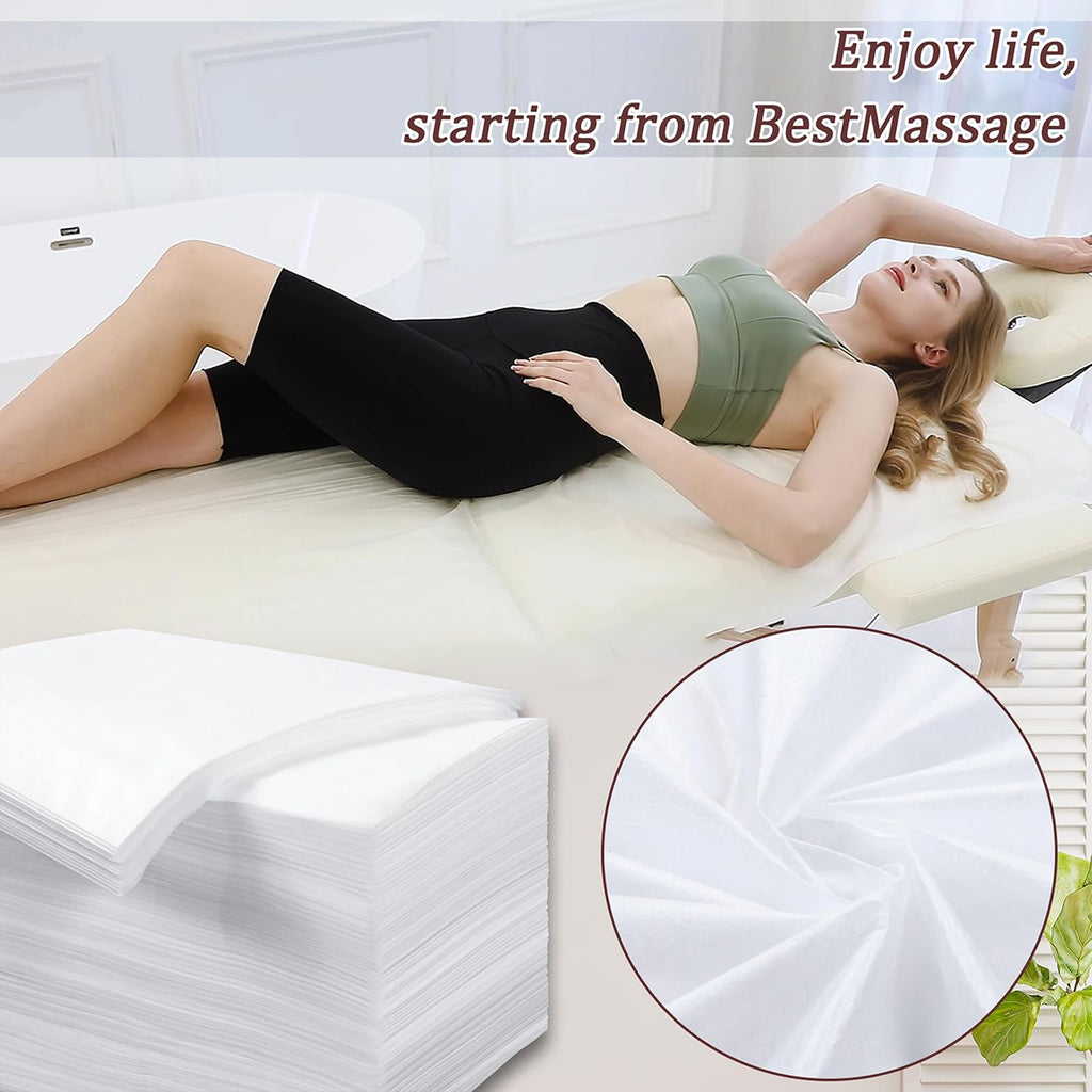 100 Pcs Disposable Bed Sheets 31" x 71" Massage Table Sheets Non Woven Fabric SPA Bed Cover