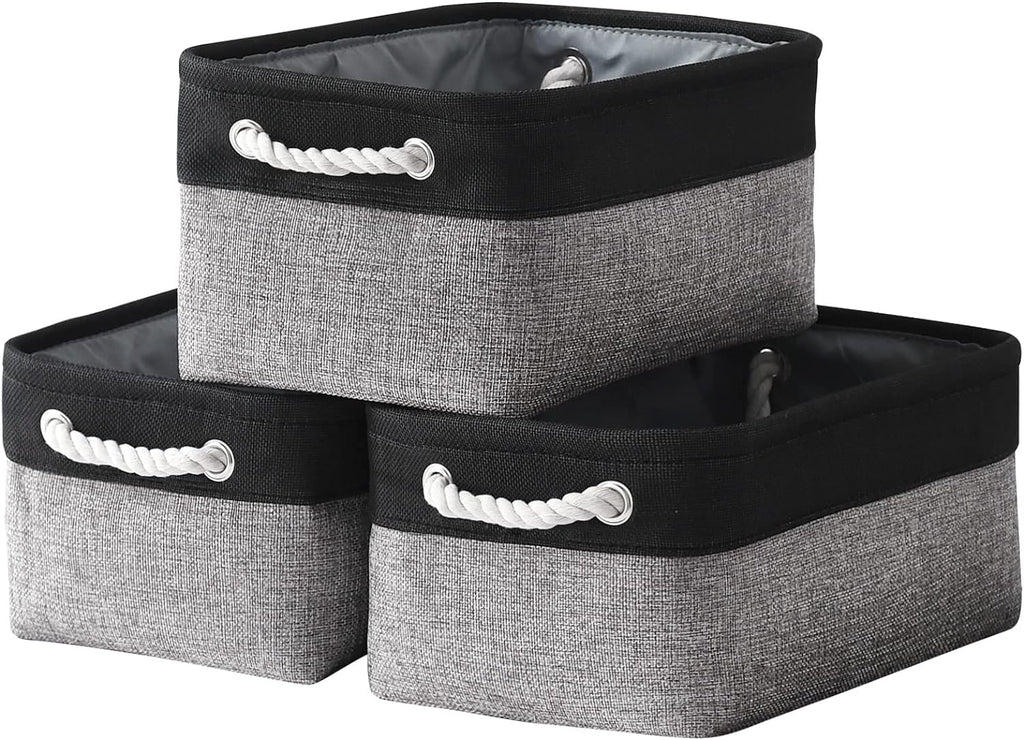 TheWarmHome Storage Basket for Organizing - 14x10x7 inch Medium 3 Pack Collapsible Storage Bin for