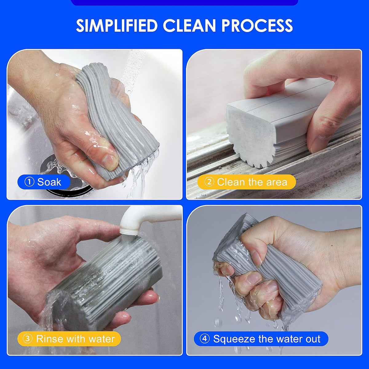 6 Pack Damp Clean Duster Sponge, Reusable Sponge, Duster for Cleaning Blinds, Glass