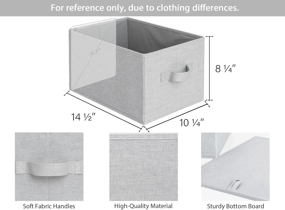 StorageWorks Storage Baskets for Shelves, Foldable Fabric Closet Storage Bins with Handles, Fabric