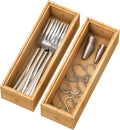 Bamboo Kitchen Drawer Organizer,Stackable Silverware Tray Utensil Organizer Cutlery Holder for