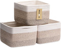 Small Organizing Baskets for Cubes Shelf, 9.7x9.7x7.1 Inch Rope Woven Storage Bins for Nursery