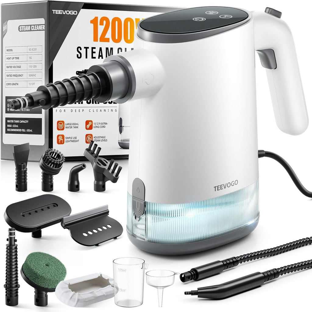 Handheld Steam Cleaner for Home, Portable Steamer Cleaner with 12 Accessories, 15S Fast Heat Up
