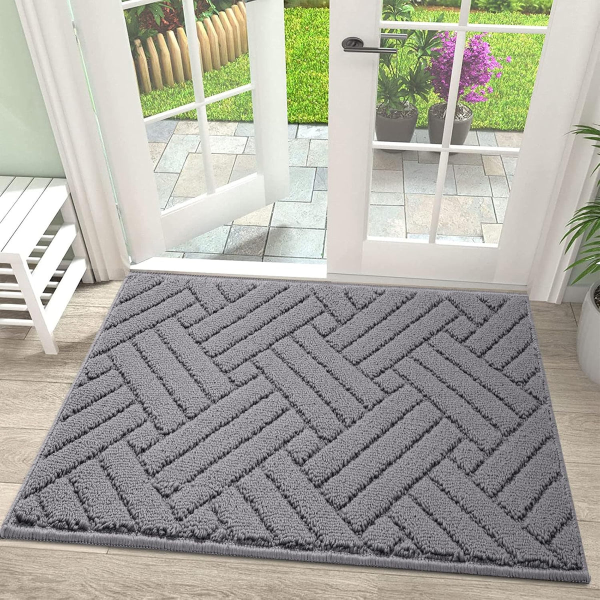Door Mat Indoor, Non-Slip Rubber Backing Entry Rug & Door Mats, Low-Profile Entryway Rugs
