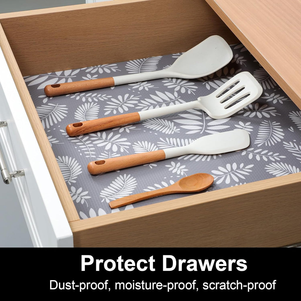 Cooyes Drawer and Shelf Liner, Non-Adhesive Shelf Liners for Kitchen Cabinets, Thick Strong Grip