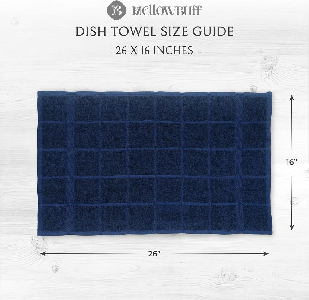 100% Cotton Terry Dish Cloth & Dish Towel, 6 Pack, Super Soft and Absorbent Kitchen Towels, Perfect
