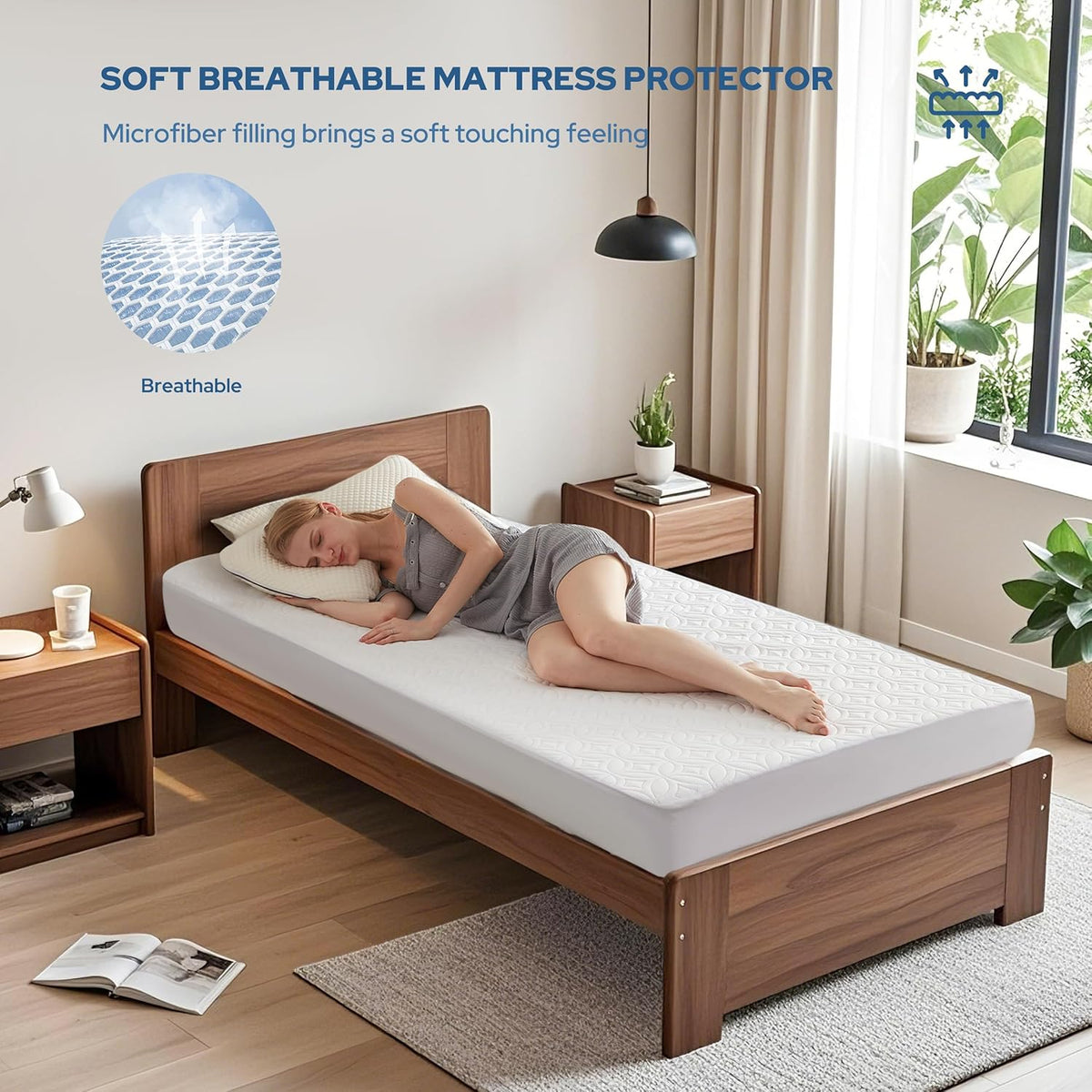 BEDLORE Waterproof Mattress Protector, Twin XL Size Mattress Pad with Deep Pocket 6"-15" Depth
