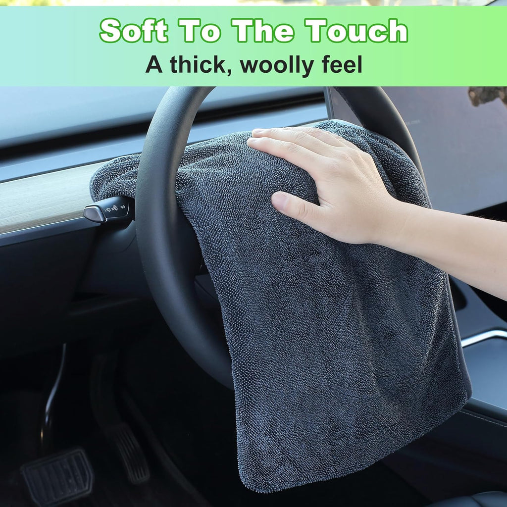 JOYMOOP Microfiber Towels for Cars, 2 Pack 63" x 29.5" Car Drying Towel, Dark Gray Reusable Car