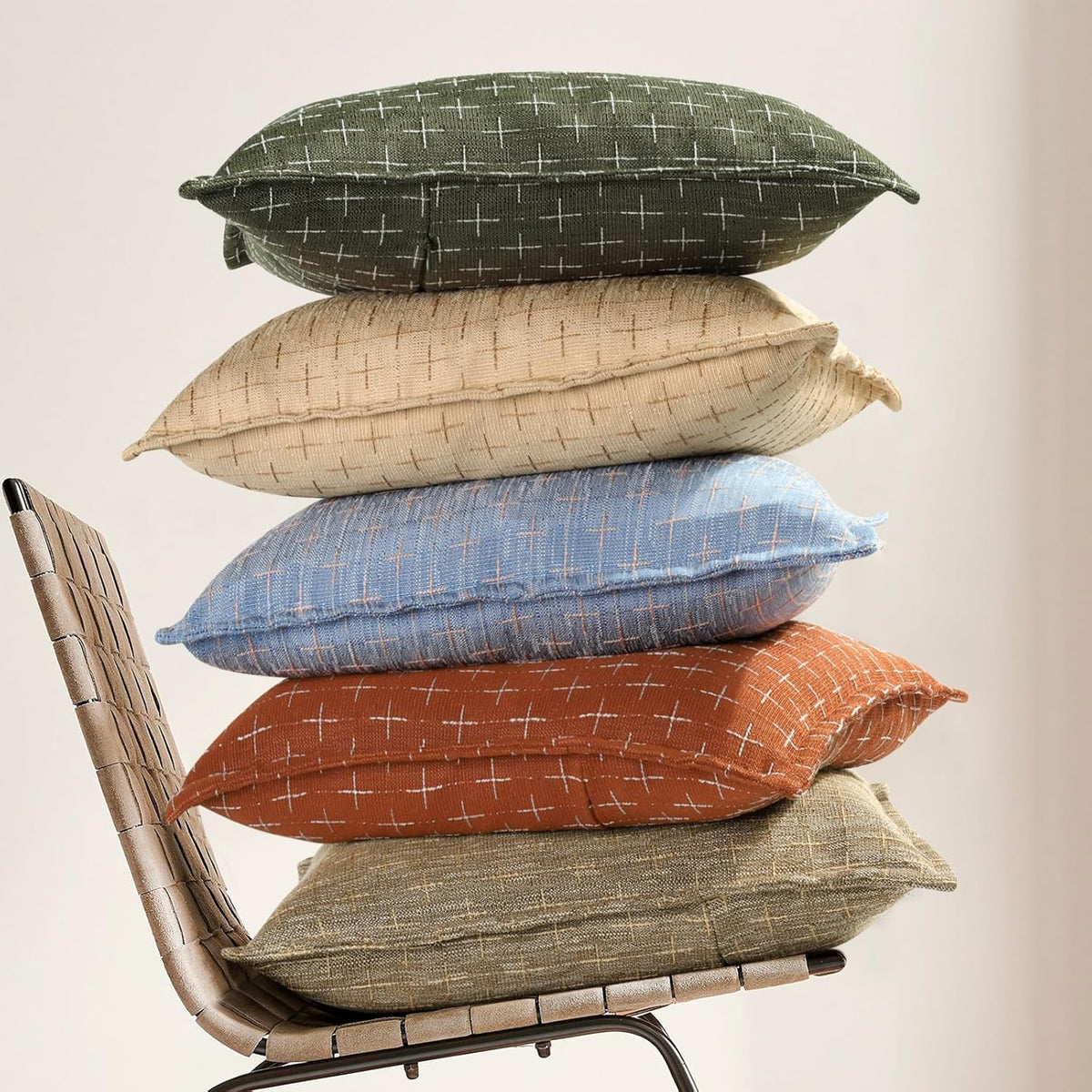 ZWJD Pillow Covers 26x26 Set of 2 Soft Polyester Textured Pillow Covers with Stylish Flange Edge