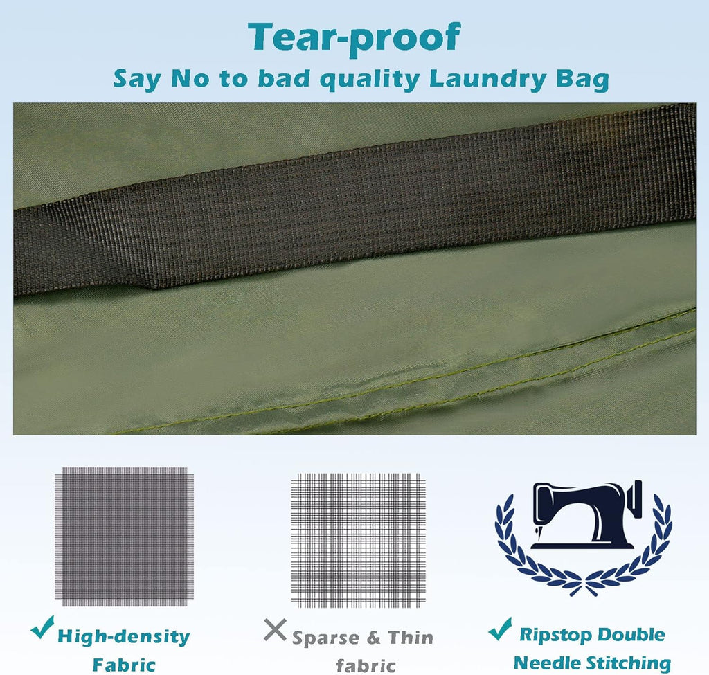 Heavy Duty Laundry Bag 2 Pack XL Nylon Laundry Bags with Straps, Washable Large Dirty Clothes