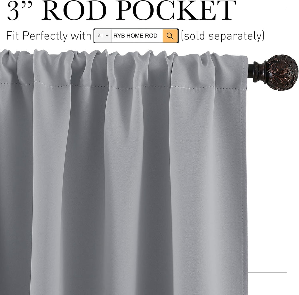 RYB HOME Large Curtains for Living Room 84 inches Length, Blackout Privacy Room Divider Curtains