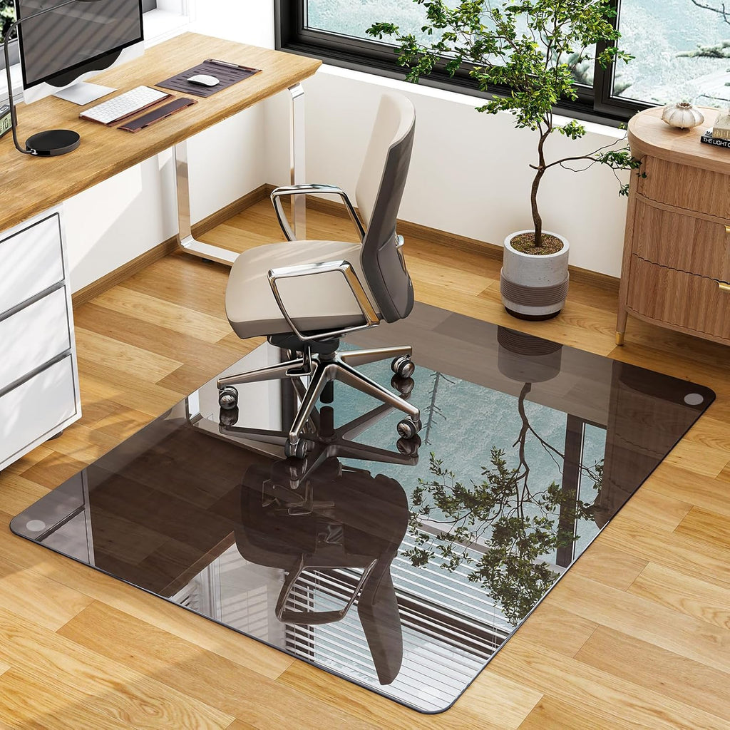 GLSLAND 46" × 55" [Tempered Glass] Chair Mat – Durable Office Chair Mat on Carpet with 0.2"