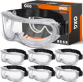 OXG 6 Pack Protective Safety Goggles Anti-Fog, Adjustable Chemical Splash Eye Protection Science