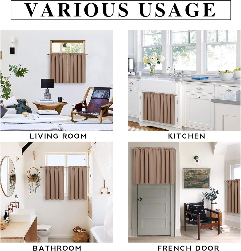 RYB HOME Blackout Curtains for Kitchen, Over Sink Privacy Curtains Window Decor, Thermal Insulating