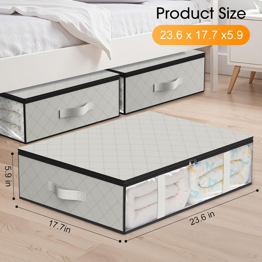 StorageRight Under Bed Storage Bins, 6-Pack 40L Foldable Fabric Storage Bags with Transparent