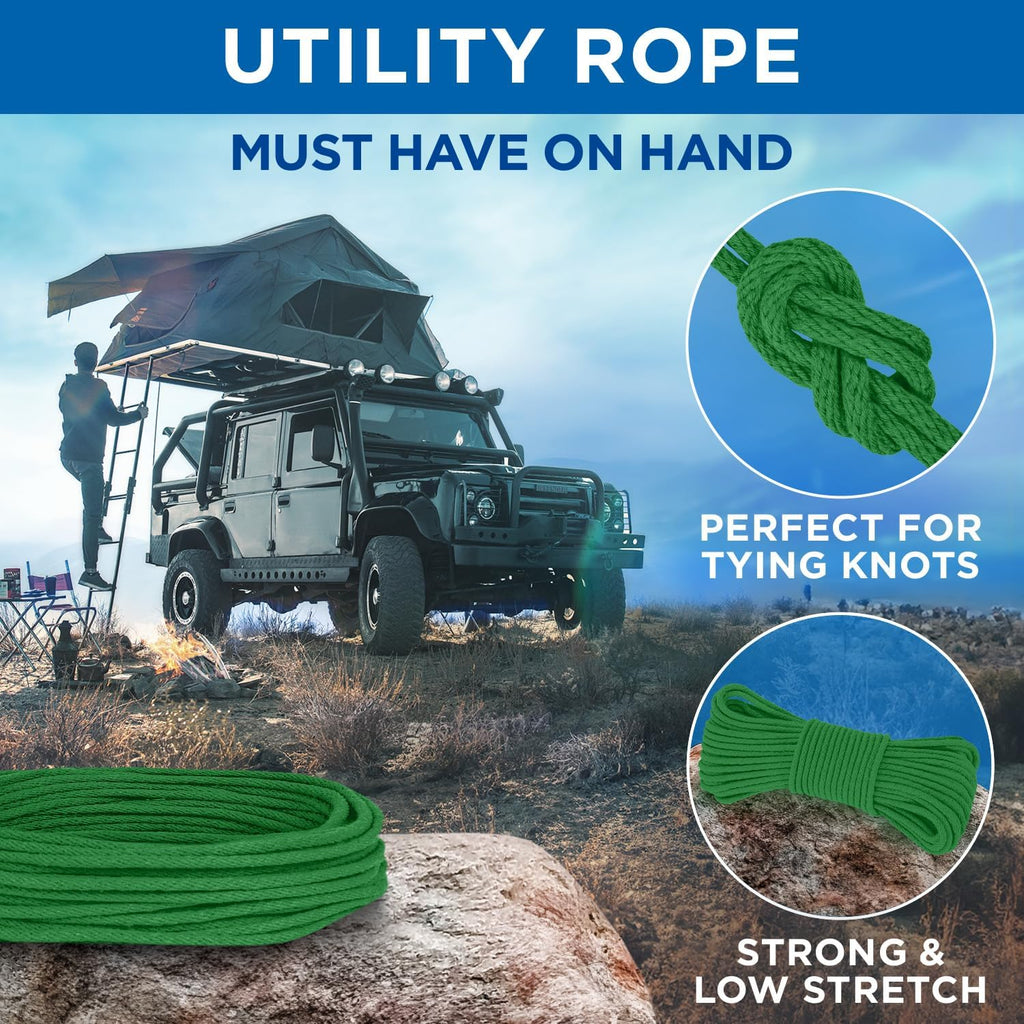 TECEUM Cotton Rope 3/16” (5 mm) – 50 FT – Strong All-Purpose Braided Rope – Natural Cotton – for