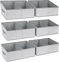 DIMJ Large Closet Shelf Organizer Bins 6 Packs with Handles and Divider, Fabric Trapezoid Storage