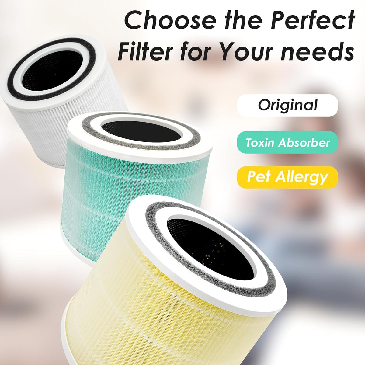 Flintar Core 300 Toxin Absorber Replacement Filters, Made in TAIWAN, Compatible with LEVOIT Core