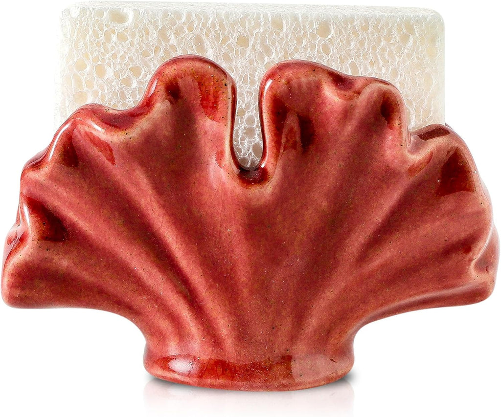 Ceramic Sponge Holder,Sponge Holder for Kitchen Sink,Compact Sink Caddy Organizer-Scouring Pad and