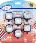 Air Jungles Sweet Popcorn Scent Car Air Freshener Clip, 6 Vent Clips, 4ml Each, Long Lasting Air