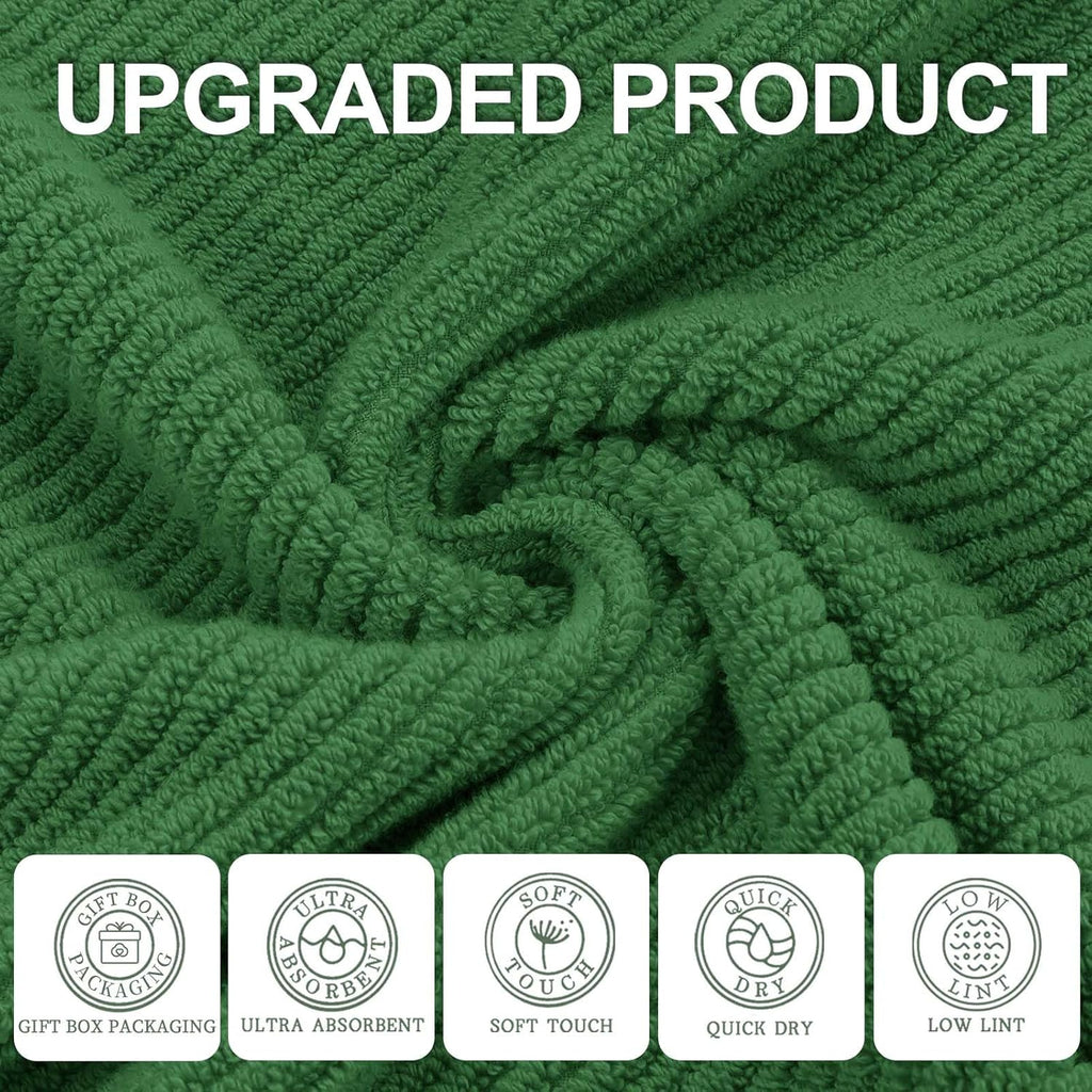 VOOVA & MOVAS Hunter Green Bath Towels, Bath Towels Set of 4, Large 30" x 56" - 100% Cotton | Quick