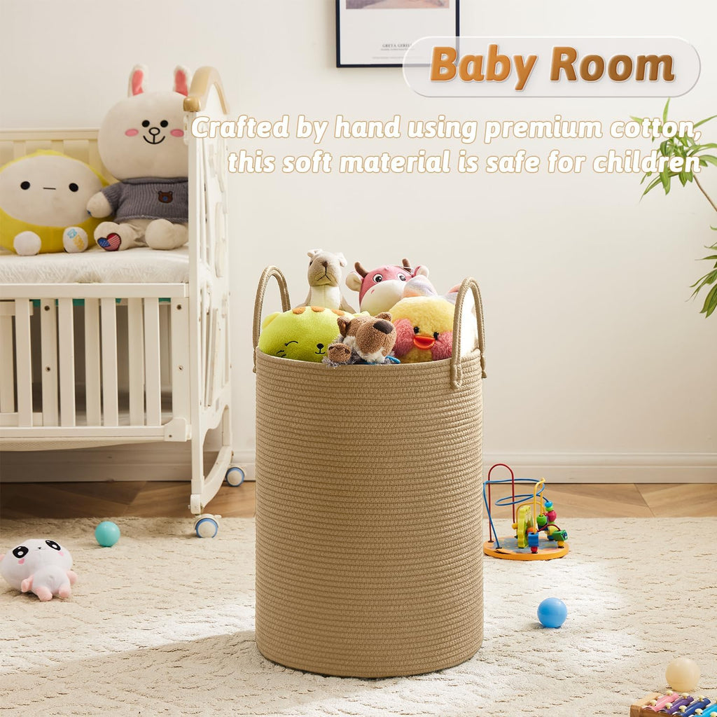 Laundry Basket,Woven Cotton Rope Laundry Hamper,80L for Decorative Storage of Dirty Clothes,Toys