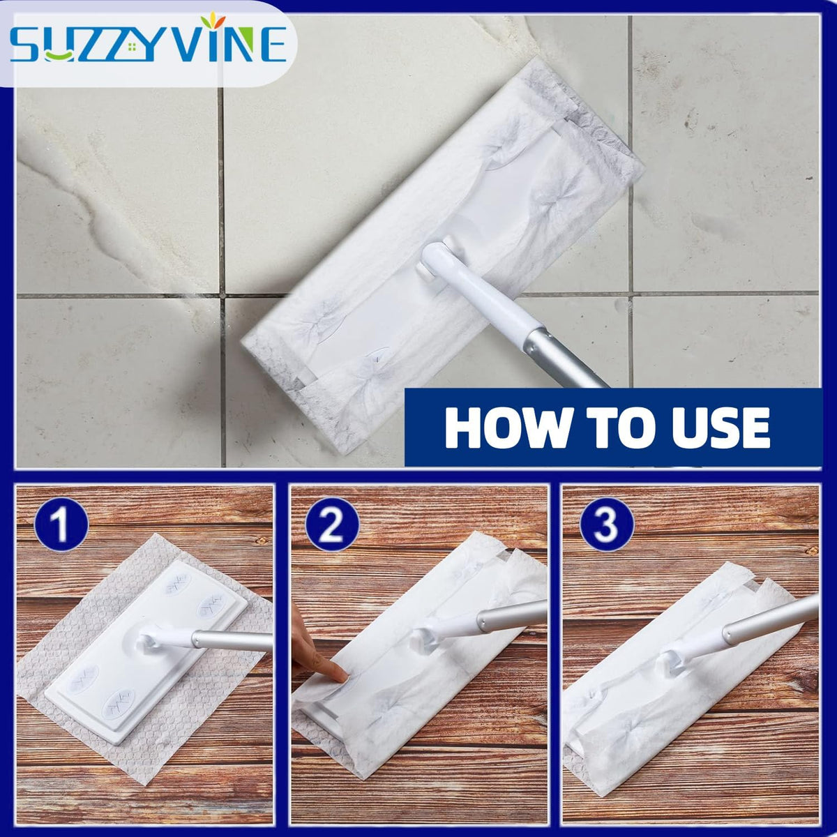 SUZZYVINE Dry Pads Refills 240 Count Dry Mop Refills for Floor Mopping and Cleaning, Dry Sweeping