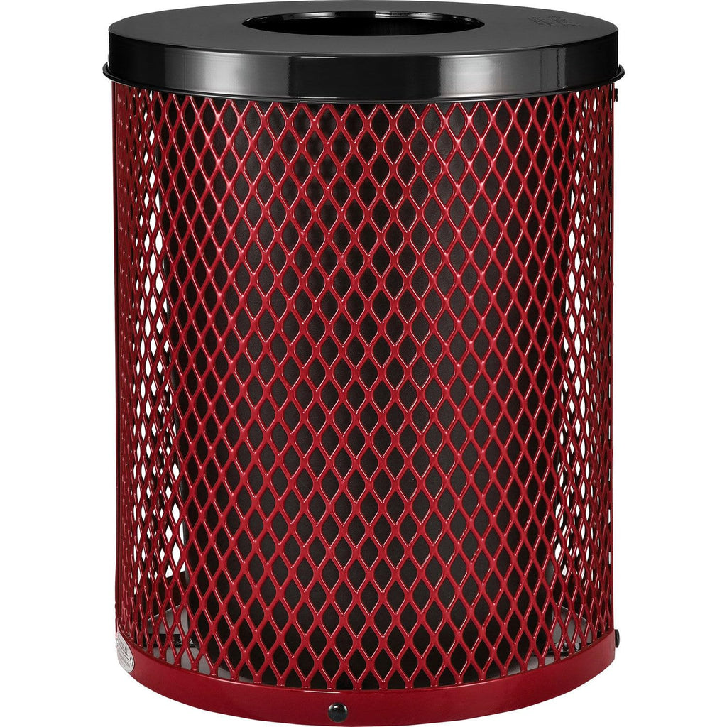 Global Industrial Outdoor Diamond Steel Trash Can with Flat Lid and Plastic Liner, 36 Gallon
