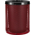 Global Industrial Outdoor Diamond Steel Trash Can with Flat Lid and Plastic Liner, 36 Gallon
