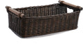 The Basket Lady Low Pole Handle Wicker Storage Basket, Small, 15 in L x 9 in W x 5 in H, Antique