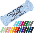 TECEUM Cotton Rope 3/16” (5 mm) – 50 FT – Strong All-Purpose Braided Rope – Natural Cotton – for