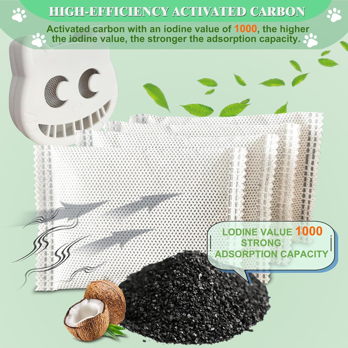Unscented Cat Litter Box Deodorizer Kit Stick-On Activated Carbon Odor Eliminators Compatible with