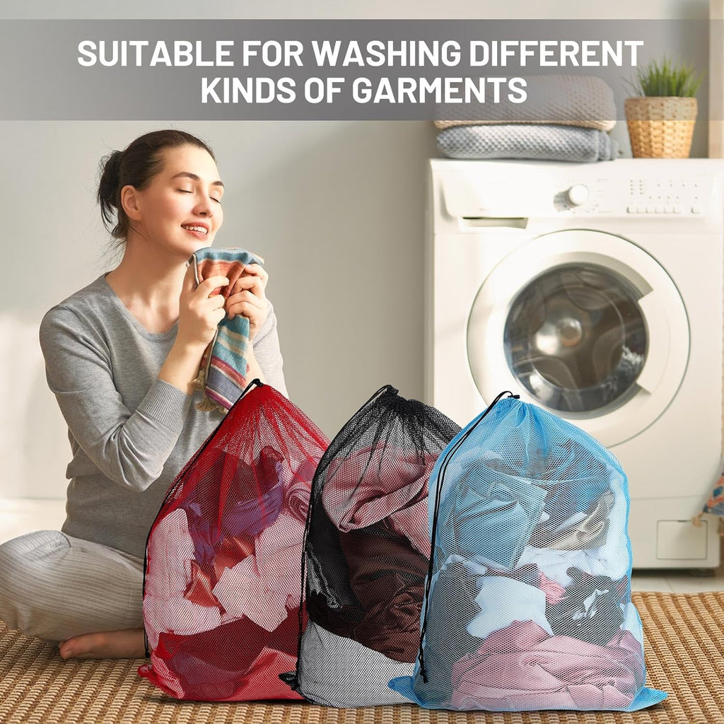 Berlune 36 Pcs Large Laundry Bag Colorful Extra Large Mesh Laundry Bag Bulk with Drawstring Heavy