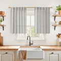 YoungsTex Dark Grey Linen Semi Sheer Curtains 36 Inch Length for Cafe Winow, Short Drapes Light