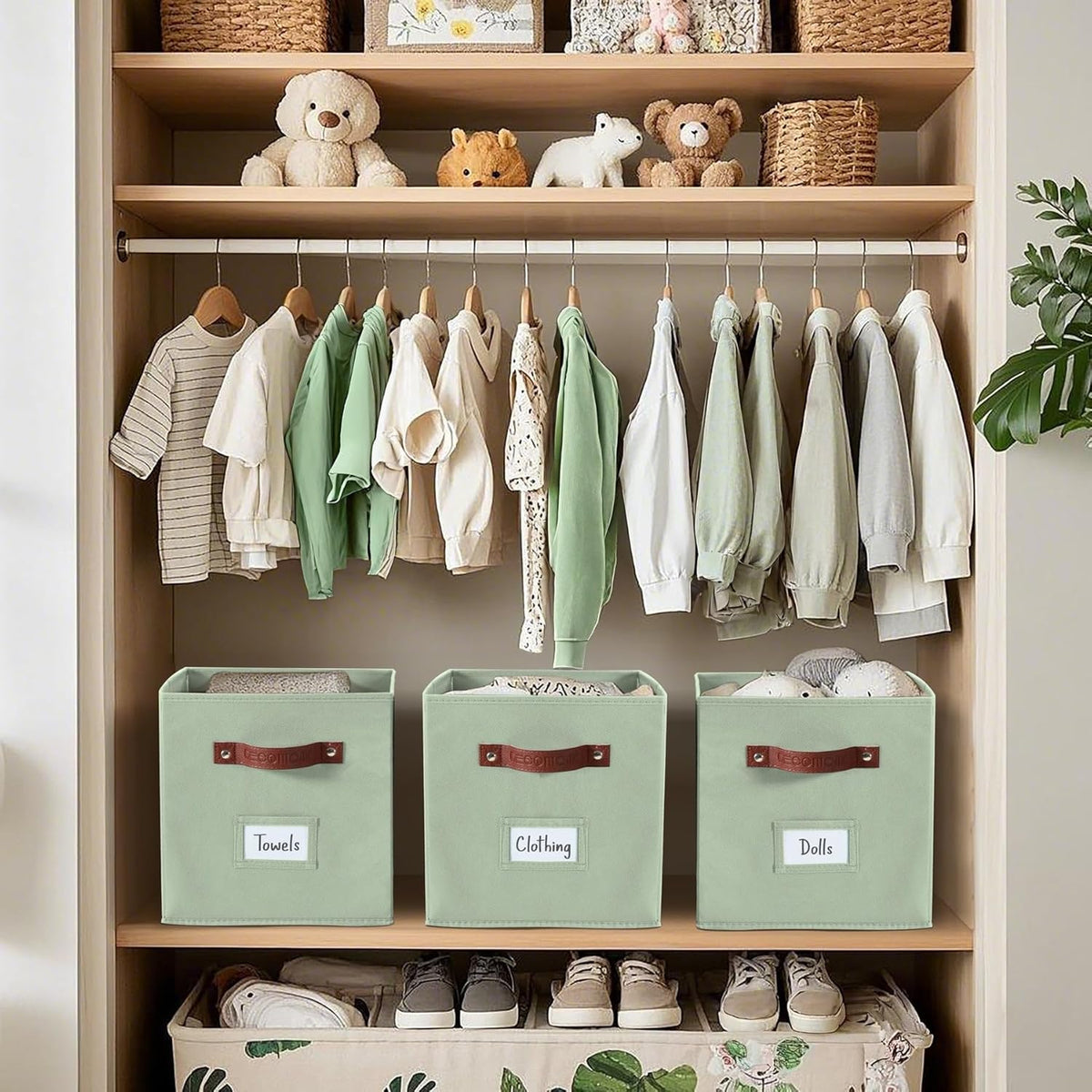 DECOMOMO Storage Cubes, 13x13x13 Storage Cube Bins with Labels, Fabric Organizer Bins (13" / 6pcs