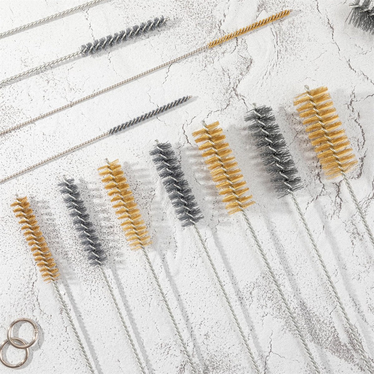 16 Inch Extra Long Pipe Cleaning Brush Set Abrasive Filament, 8 Piece Variety Pack for Removal of