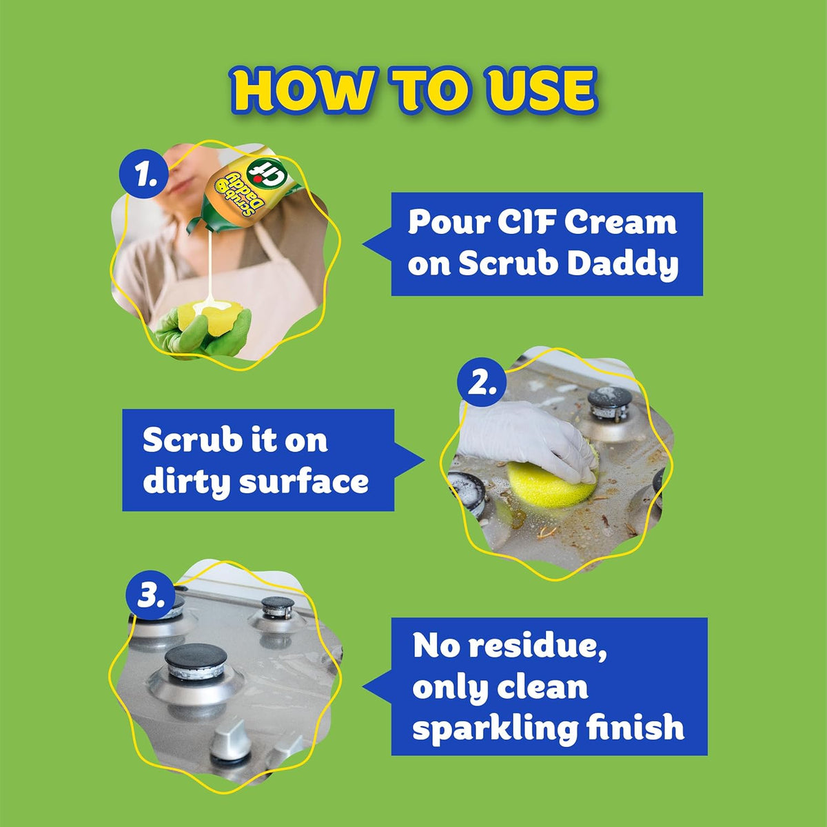 Scrub Daddy Sponges & Cif All Purpose Cleaner, Lemon - Non Scratch Sponges for Kitchen + Bathroom