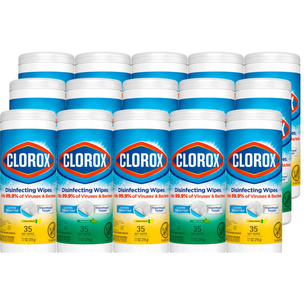 Clorox 30112 Disinfecting Wipe, Fresh/Lemon Fresh Scent (525 Count)
