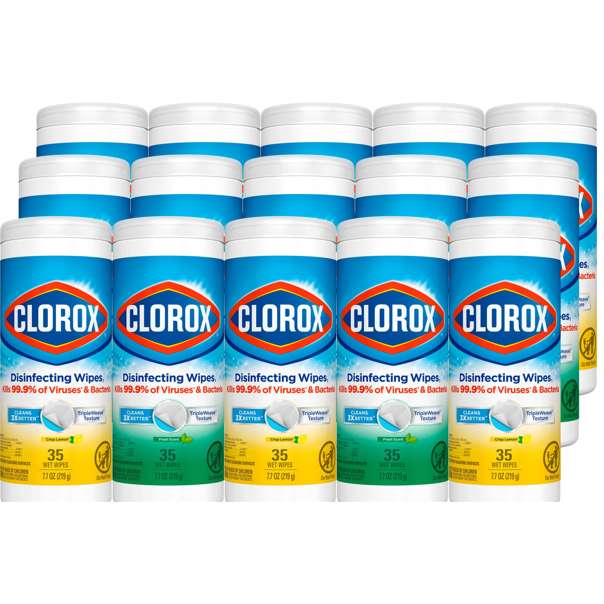 Clorox 30112 Disinfecting Wipe, Fresh/Lemon Fresh Scent (525 Count)