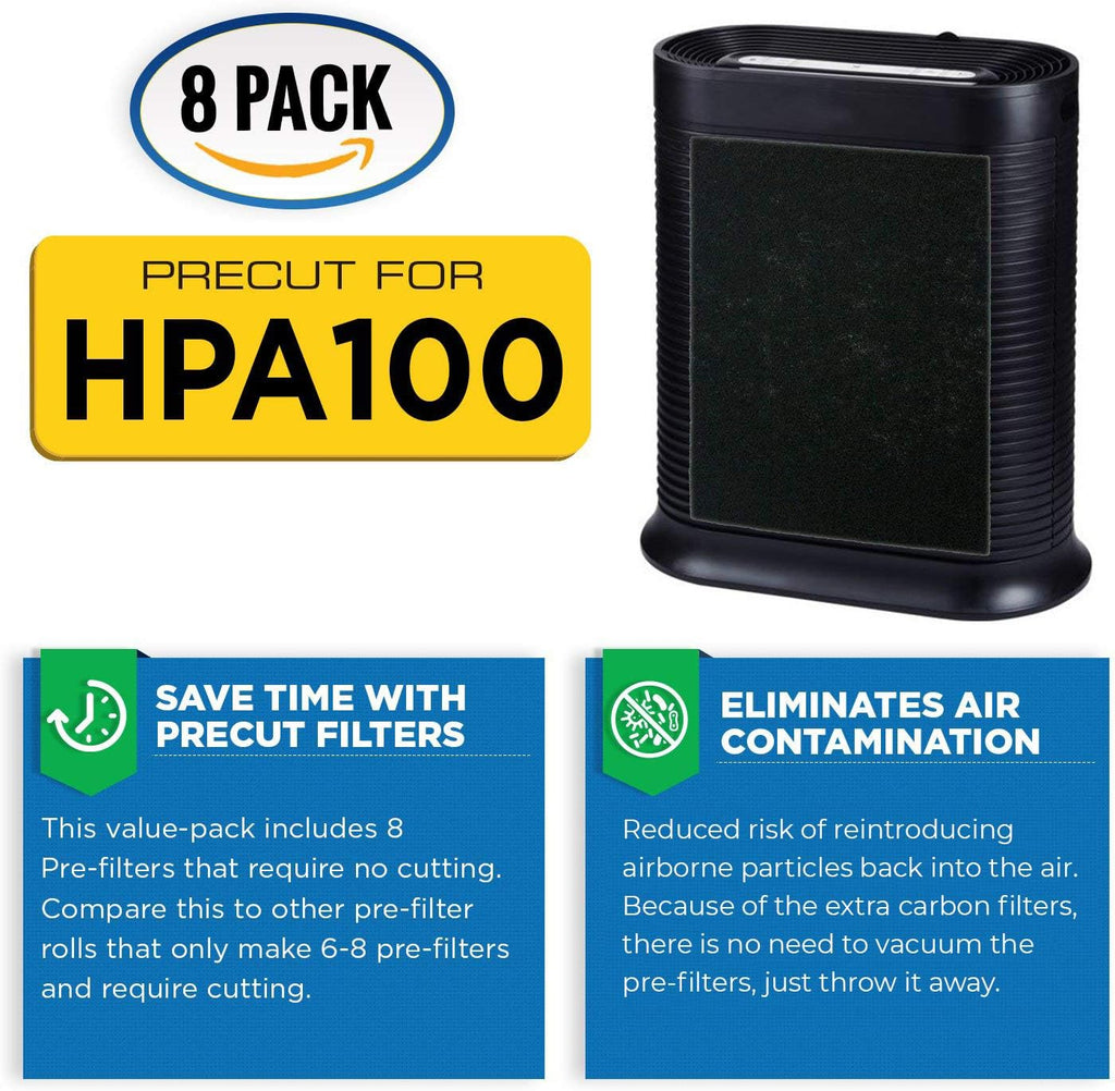 HPA100 Pre-Filters Replacement for Honeywell Air Purifier - 8 Pack - HRF-A100 Filter A Compatible