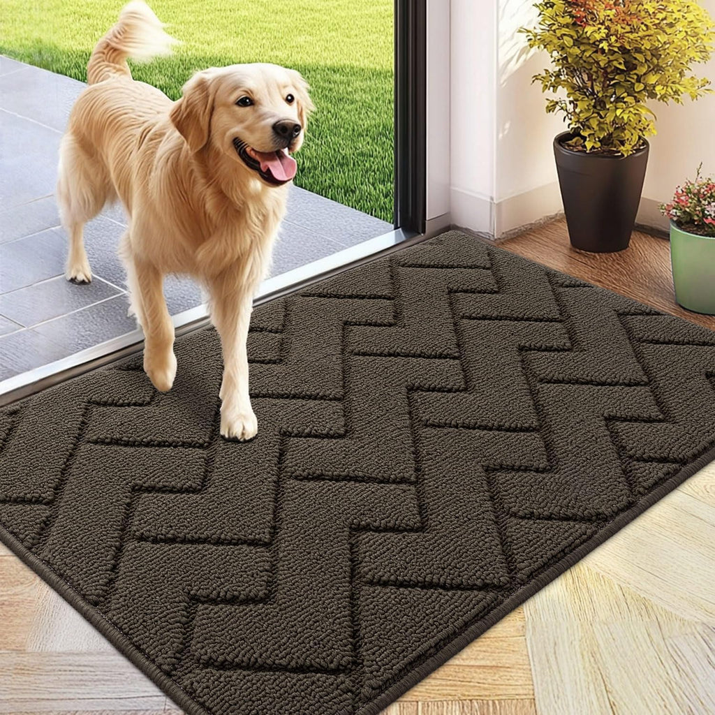 hicorfe Front Door Mat Outside Entrance,24"x35" Absorbent Muddy Dirt Resist Welcome Door Mats
