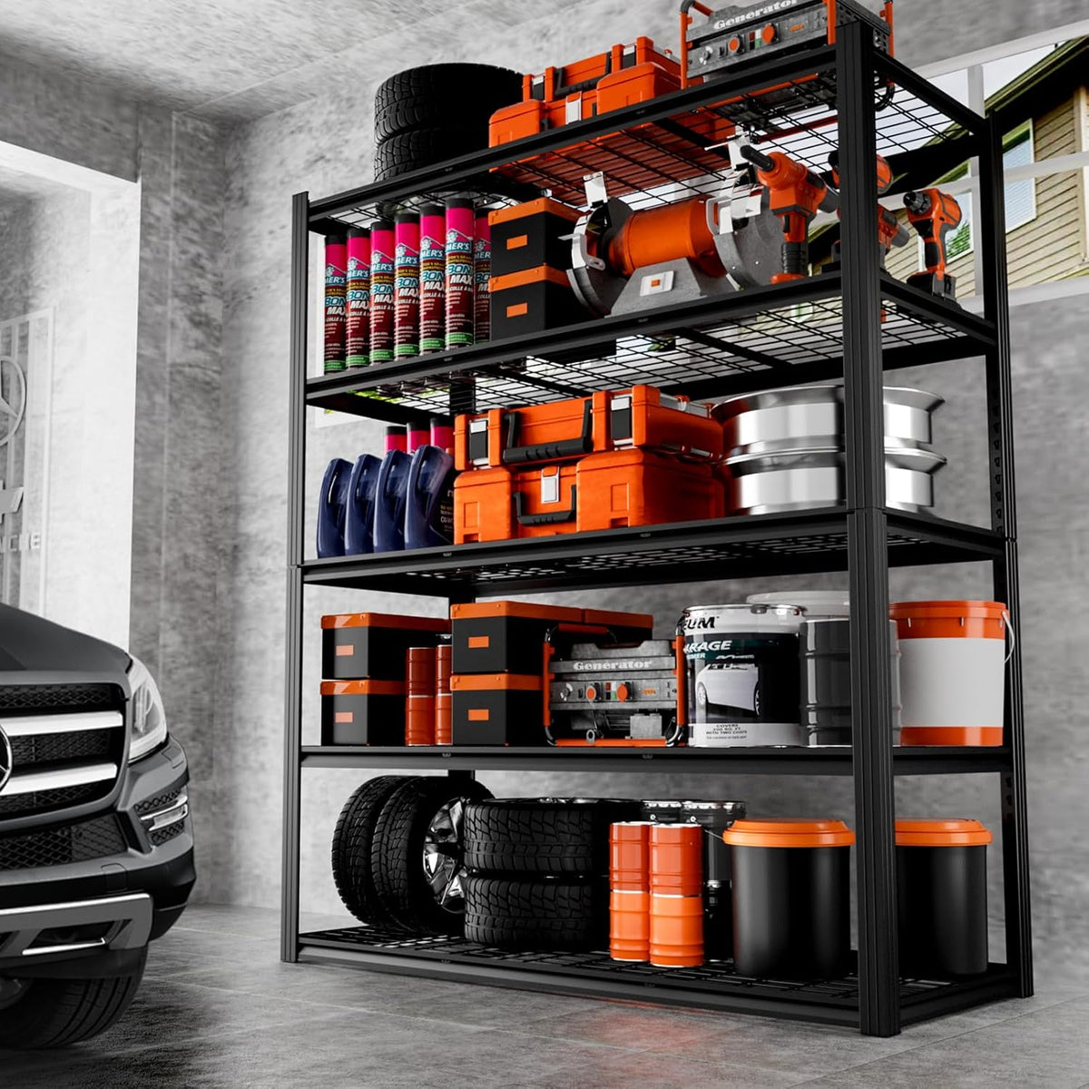 ROOMTEC 60" W Garage Shelving Heavy Duty,33000LBS Storage Shelves,5-Tier Adjustable Metal Shelving