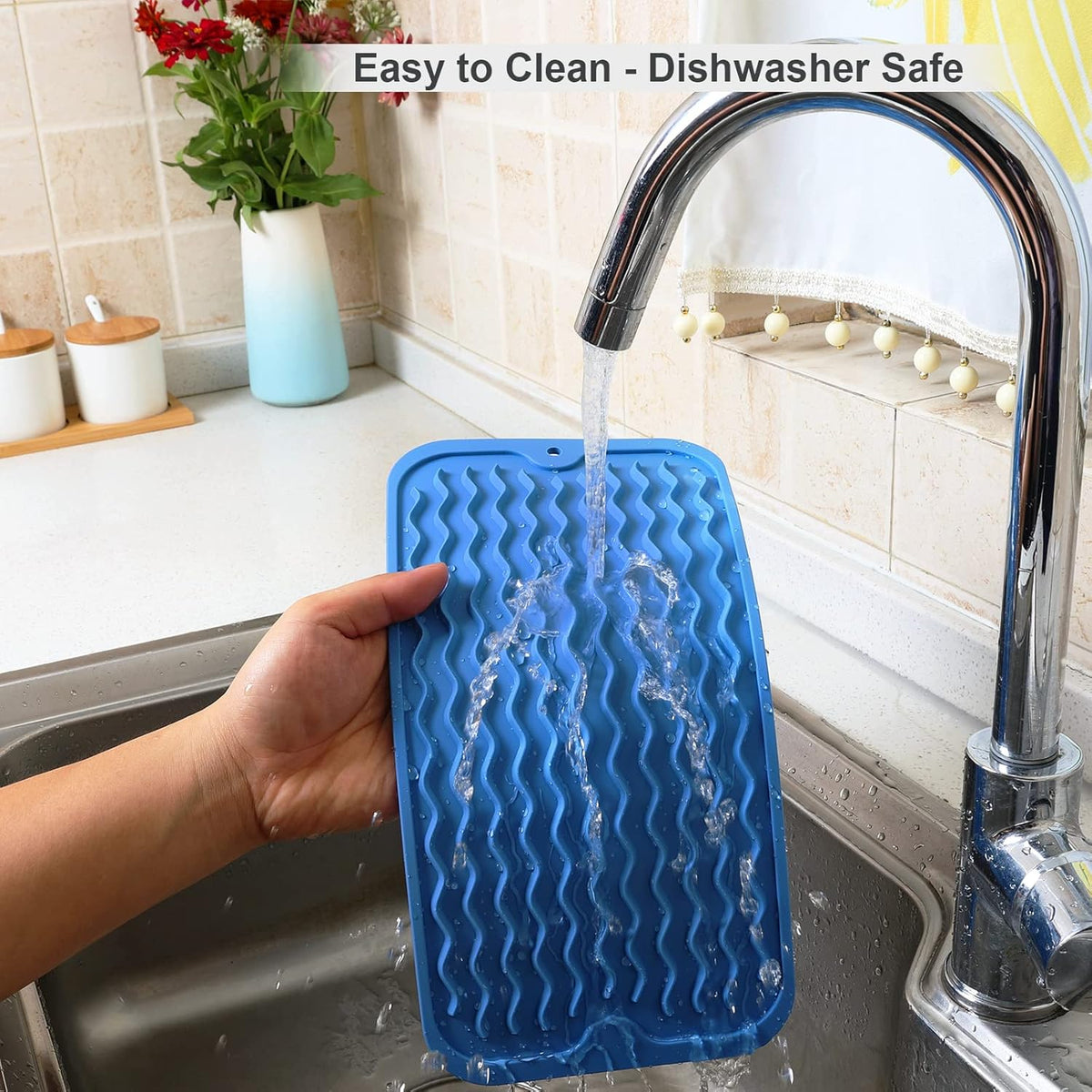 ZLR Silicone Dish Drying Mat for Kitchen Counter, Eco-Friendly Fast Dry Dish Mat, Easy Clean Multi
