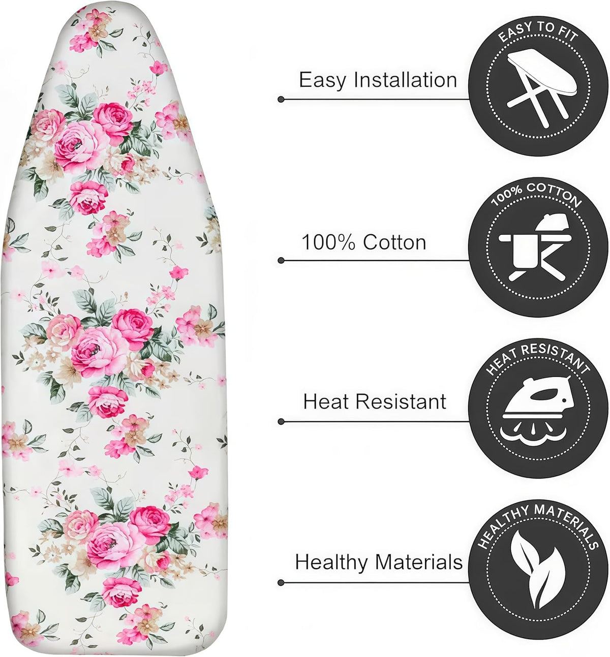Ironing Board Cover with Two 5MM Thick Feltpads,13"x43"Heat Resistant Replacement Ironing Board