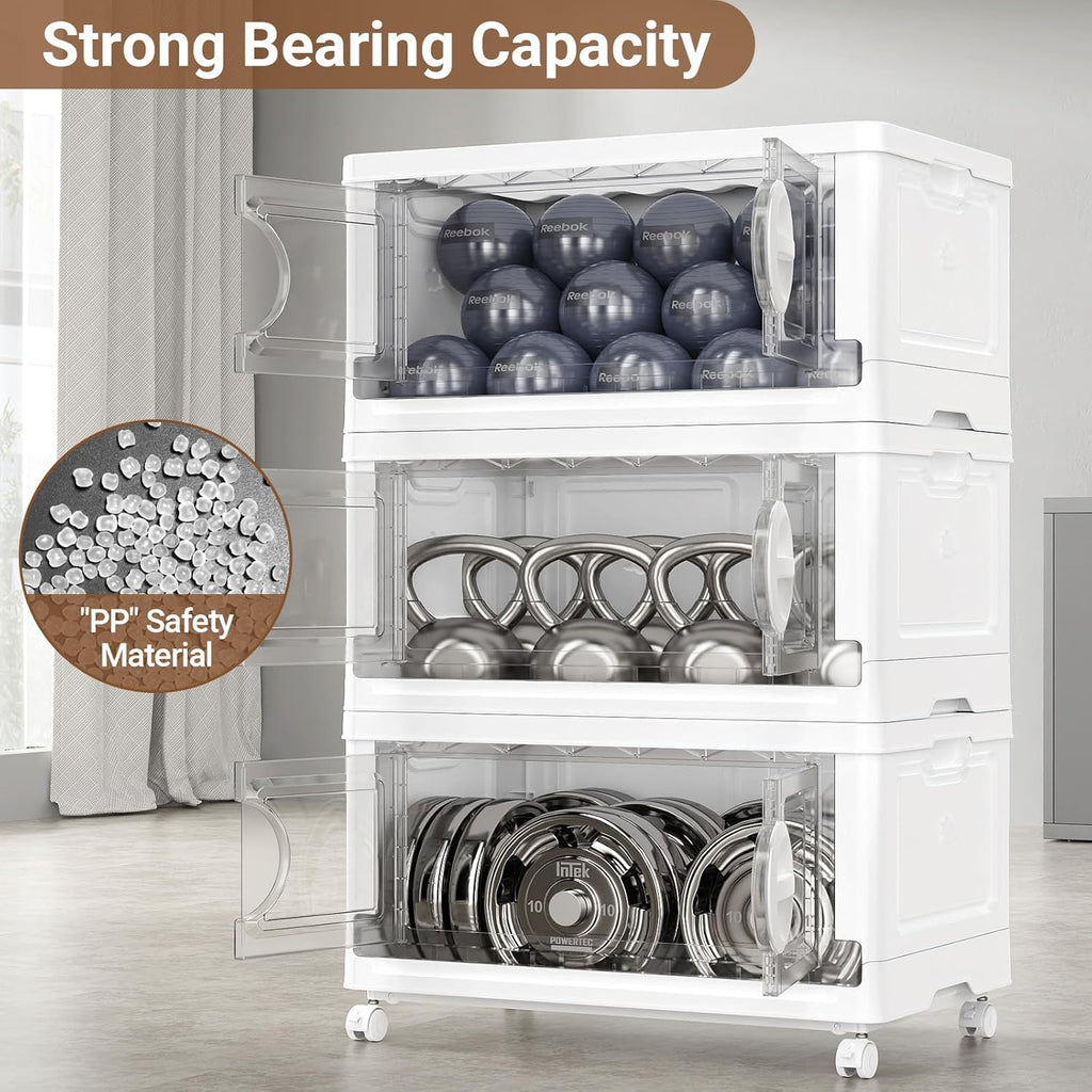 BROVIEW 480Qt Lockable Stackable Storage Bins with Lids, Closet Organizers and Storage Drawer
