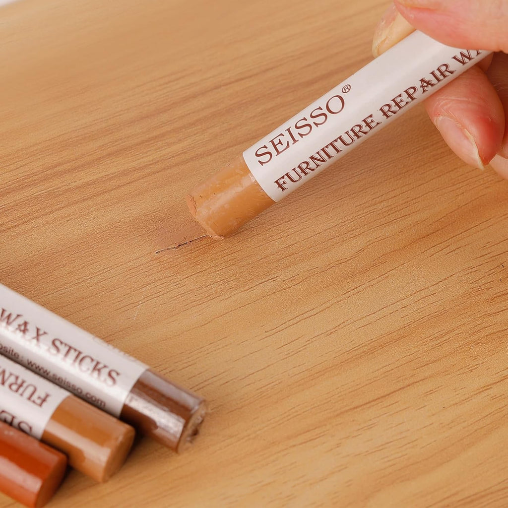 SEISSO Wood Filler Sticks- 6 Pcs, Furniture Repair Wax Crayons, Furniture Marking Repair - Scratch