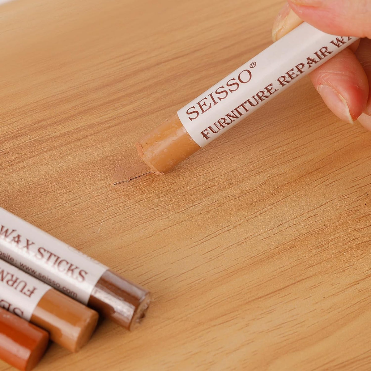 SEISSO Wood Filler Sticks- 6 Pcs, Furniture Repair Wax Crayons, Furniture Marking Repair - Scratch