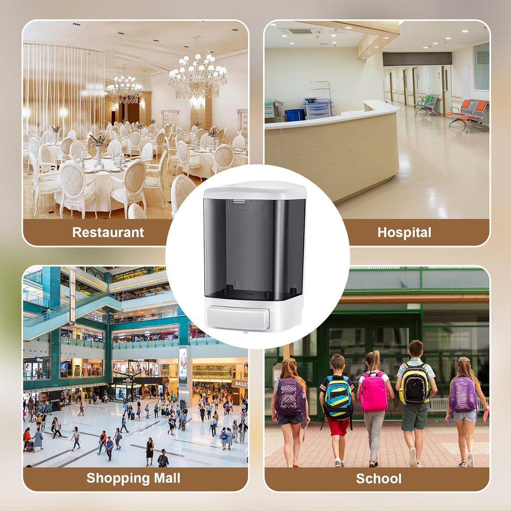 Hushee 4 Pcs Plastic Wall Mounted Soap Dispenser Commercial Manual Soap Containers Wall Dispenser
