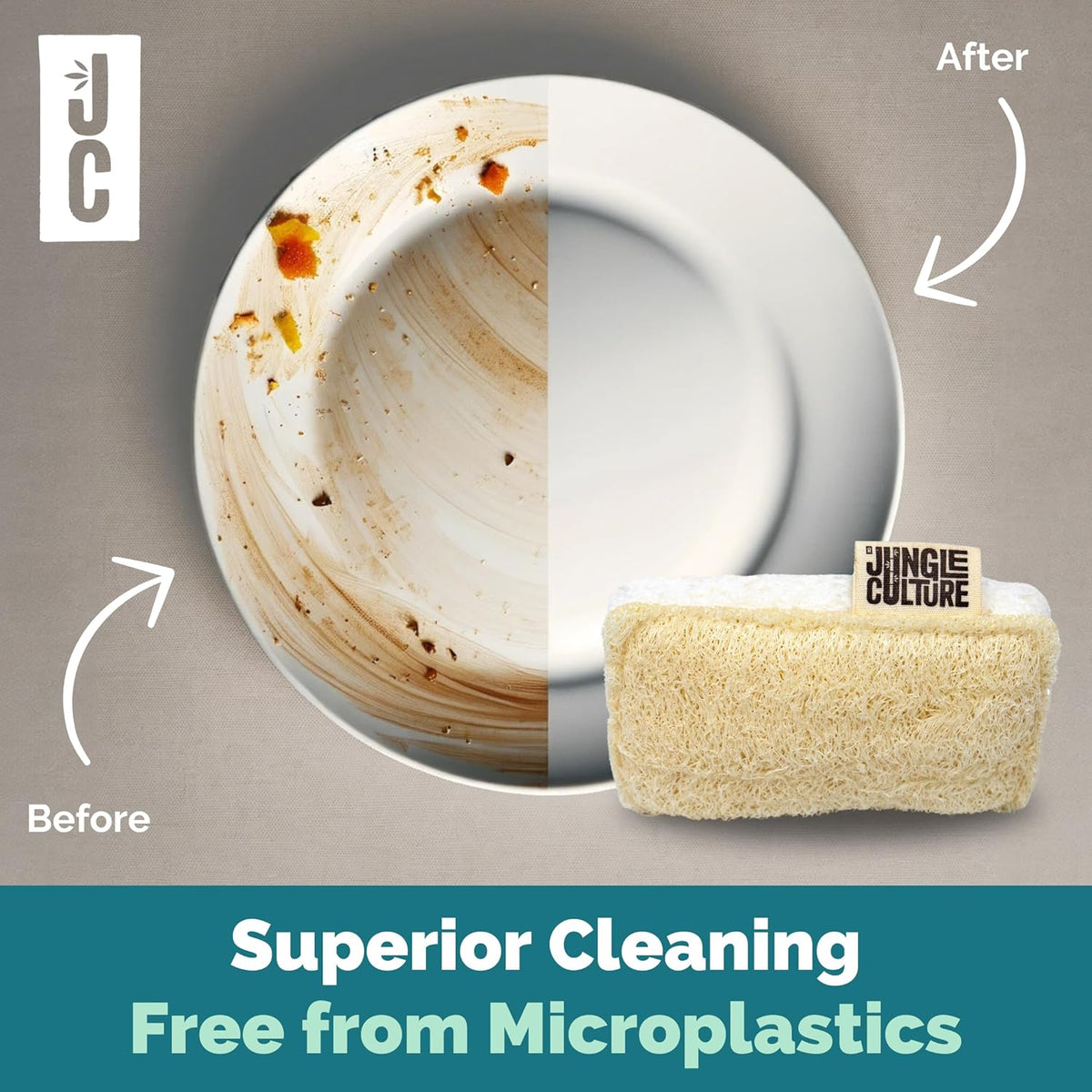 Jungle Culture Eco Sponge Set of 4 • Eco Friendly Natural Dishwashing Sponges • Non-Scratch
